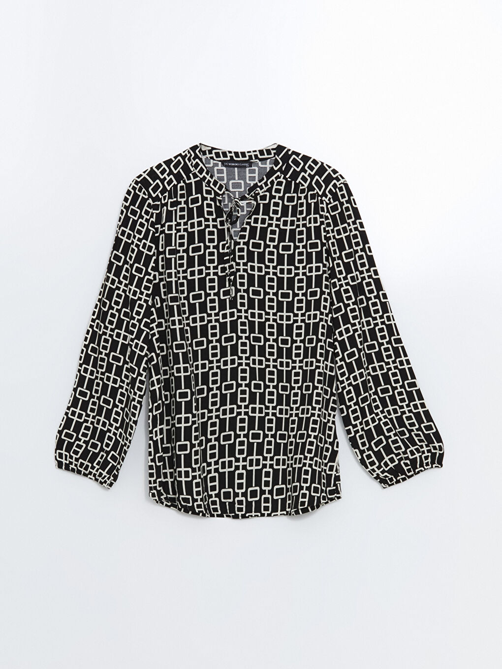 Ženska dezenirana bluza sa kragnom koja se vezuje -S52414Z8-LQJ