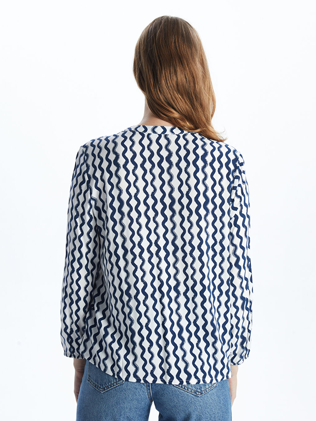 Tie Neck Patterned Women's Blouse -S52414Z8-LSJ