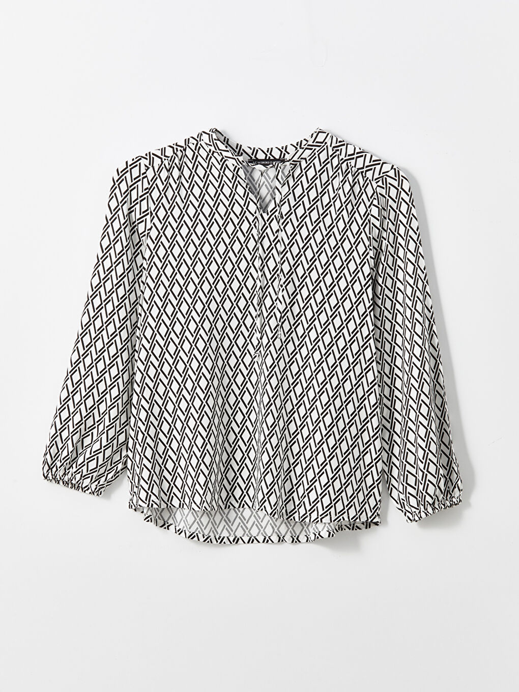 Ženska dezenirana bluza sa kragnom koja se vezuje -S52414Z8-LU7