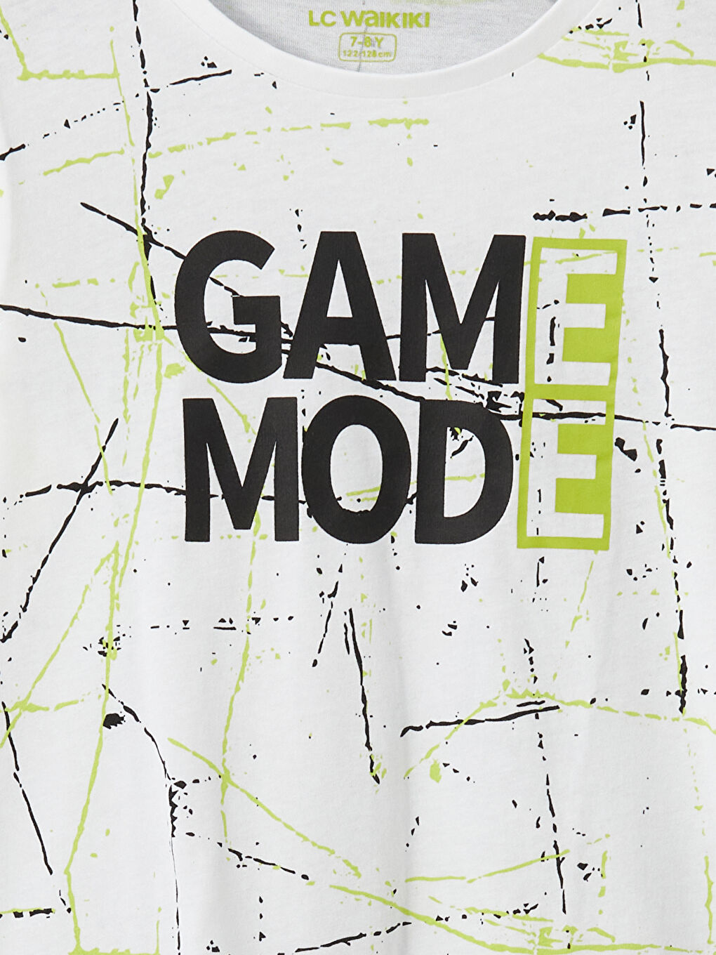 Beyaz Bisiklet Yaka Erkek Çocuk Pijama Üst-2