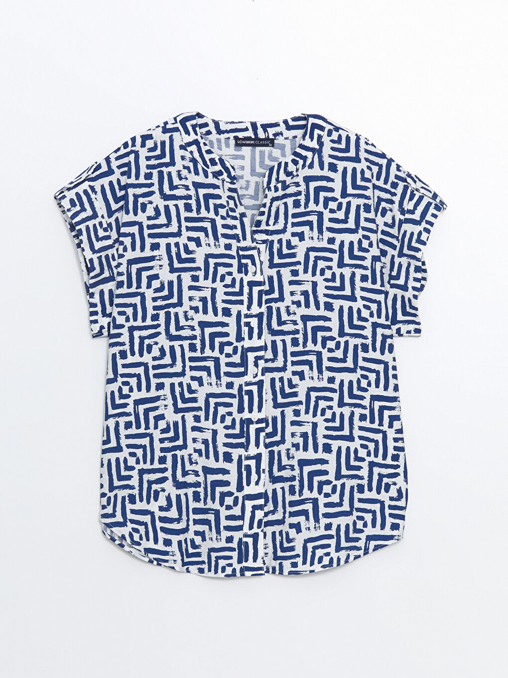 Notch Neck Patterned Women's Shirt -S52445Z8-LS3