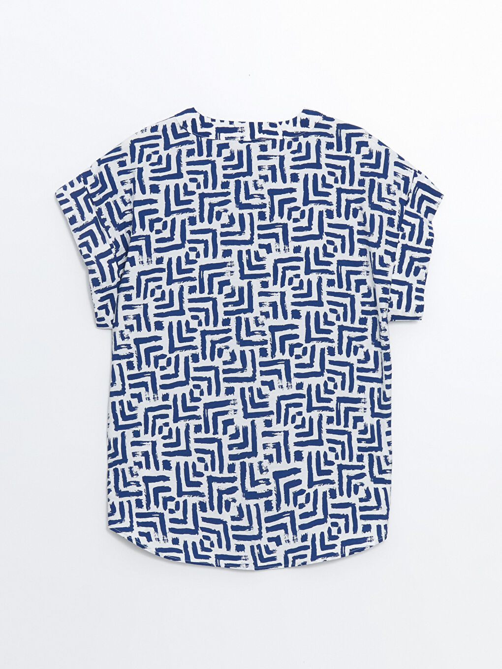 Notch Neck Patterned Women's Shirt -S52445Z8-LS3