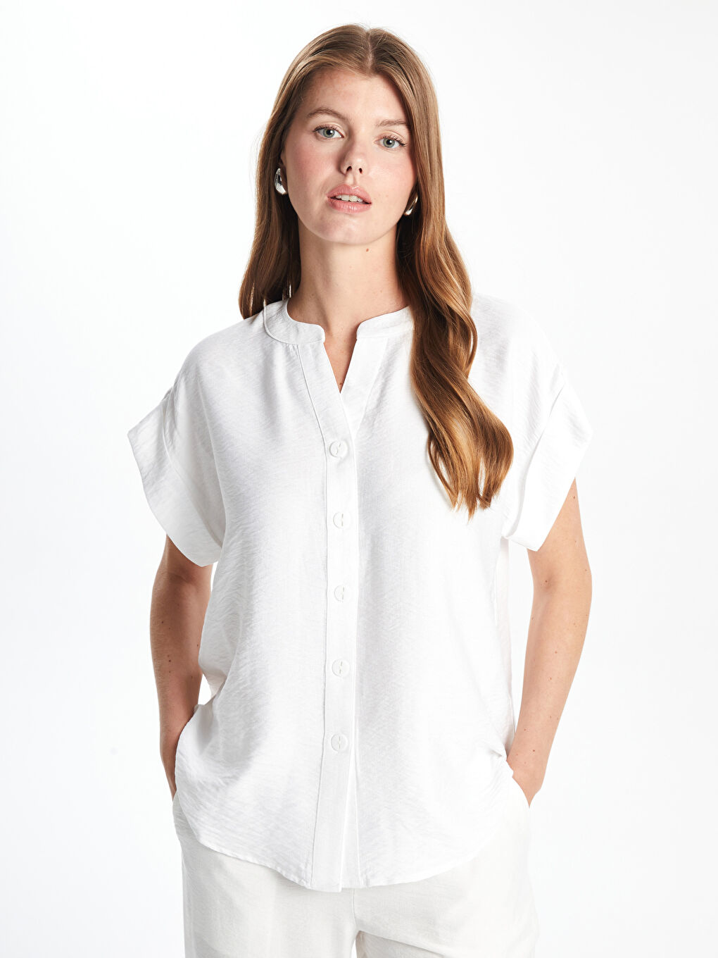 Notch Neck Women's Shirt -S52446Z8-Q6K