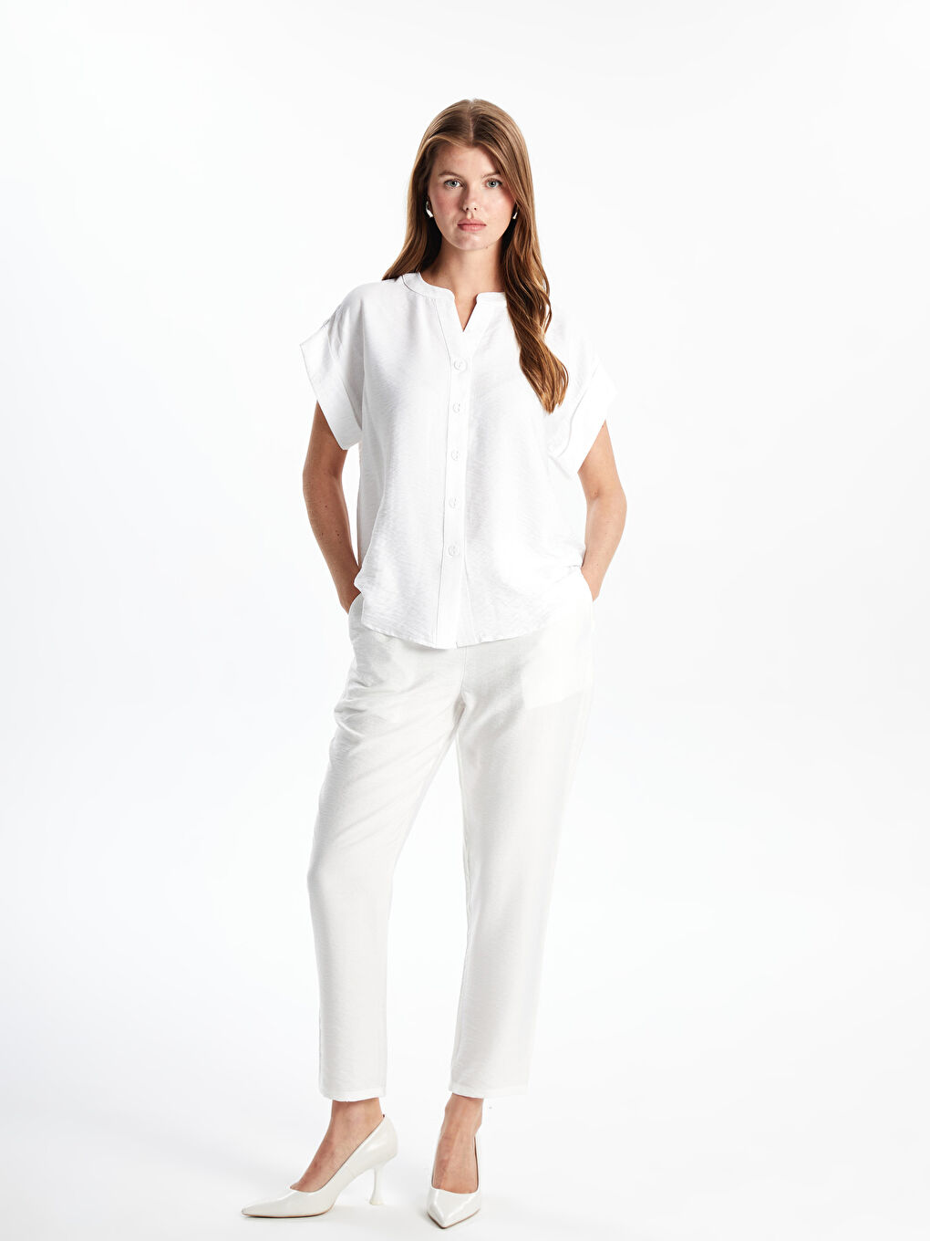Notch Neck Women's Shirt -S52446Z8-Q6K