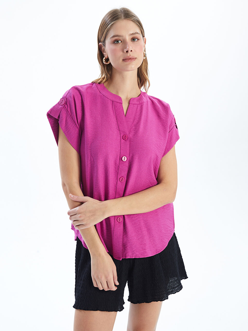 Notch Neck Women's Shirt -S52446Z8-YAF