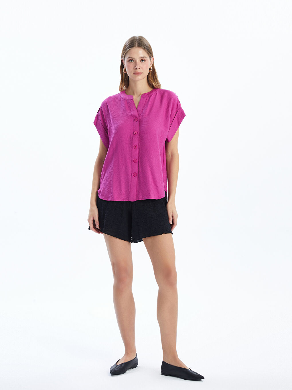 Notch Neck Women's Shirt -S52446Z8-YAF