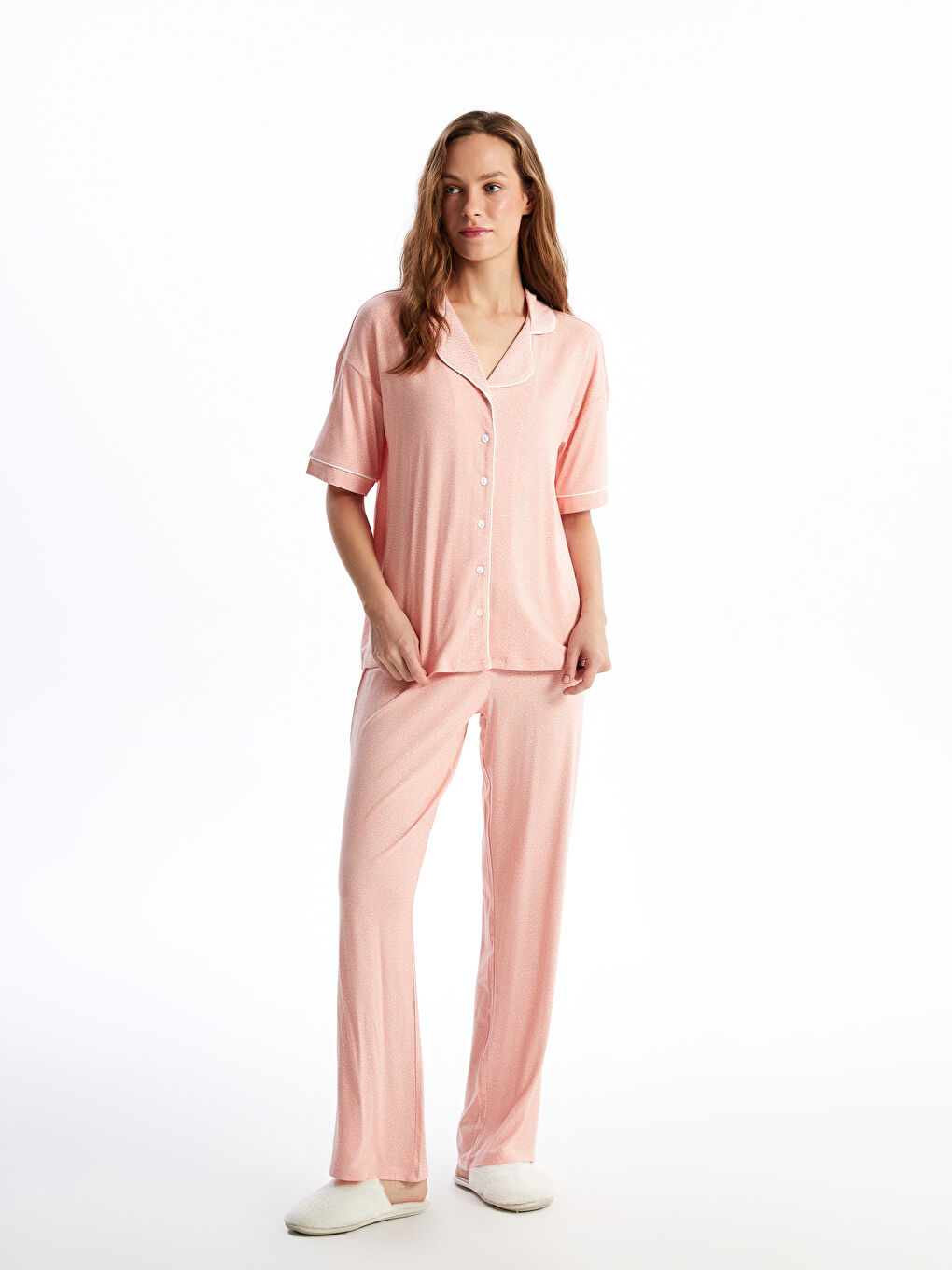 Shirt Collar Patterned Women's Pyjama Set -S52478Z8-LSK