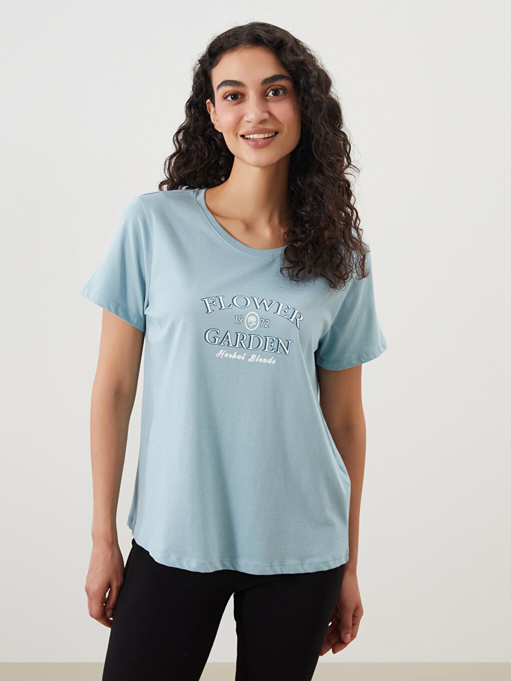 LCW DREAM Crew Neck Printed Women's Pyjama Top -S52482Z8-GLY