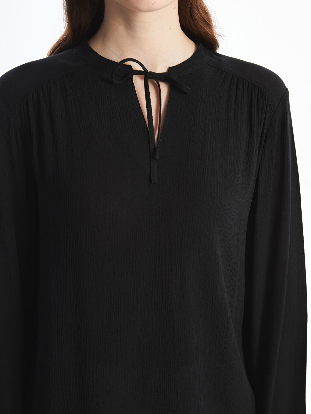 Ženska bluza sa kragnom na vezivanje -S52493Z8-CVL