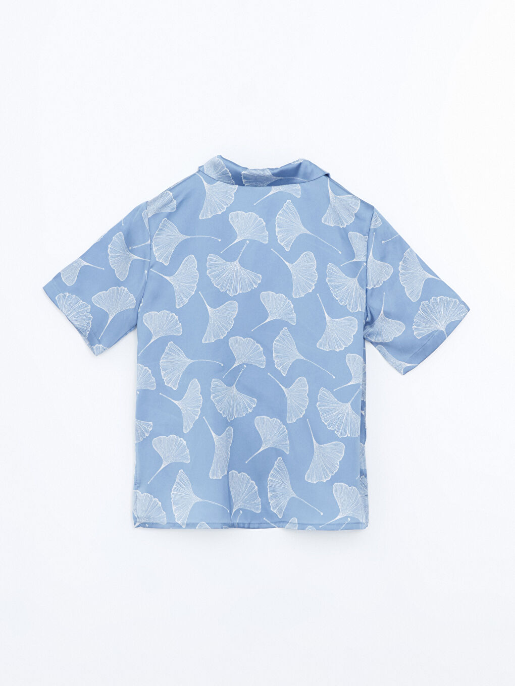 Lila Gömlek Yaka Desenli Saten Kadın Pijama Üstü-1