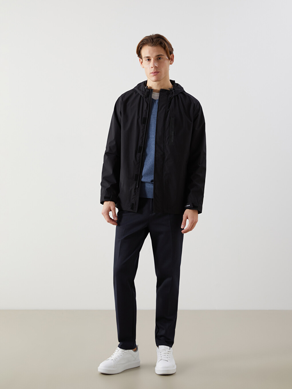 Regular Fit Hooded Men's Thin Coat-1