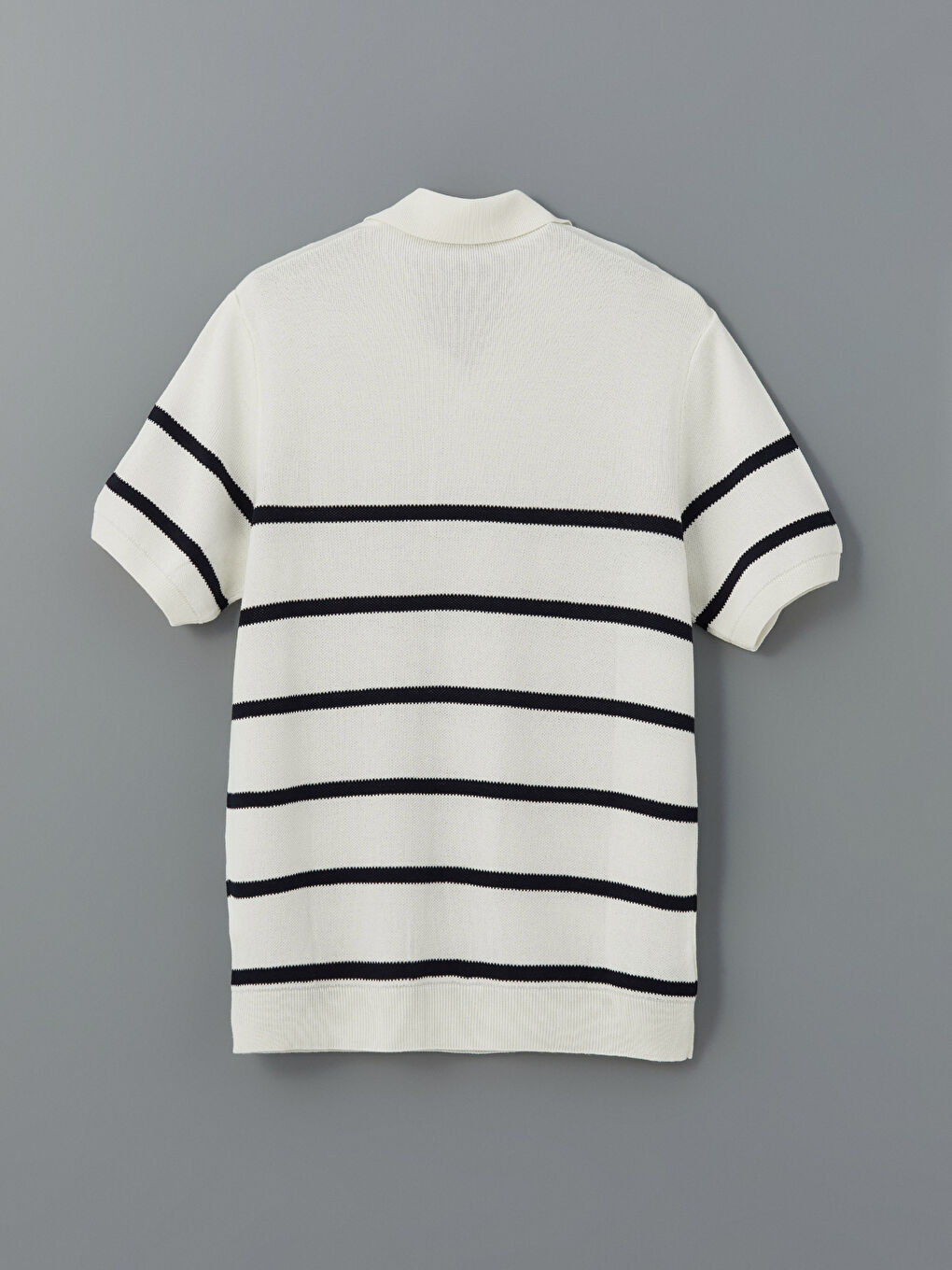 Polo Neck Short Sleeve Striped Men's Knitwear Sweater -S52542Z8-LJX
