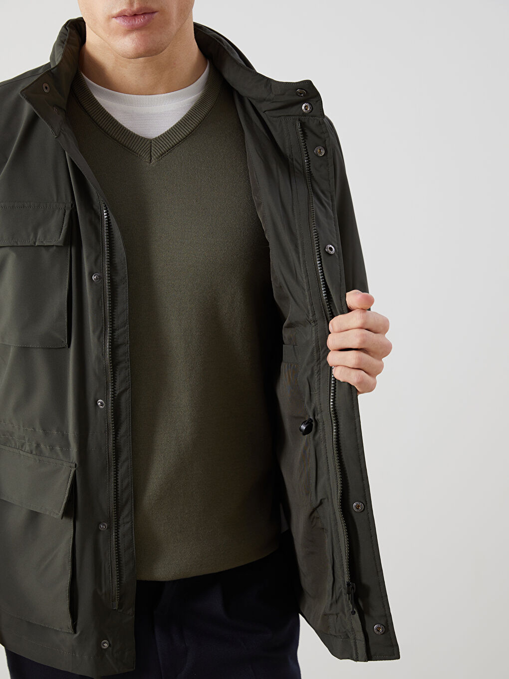 Standard Fit Hooded Men's Coat -S52544Z8-V9A