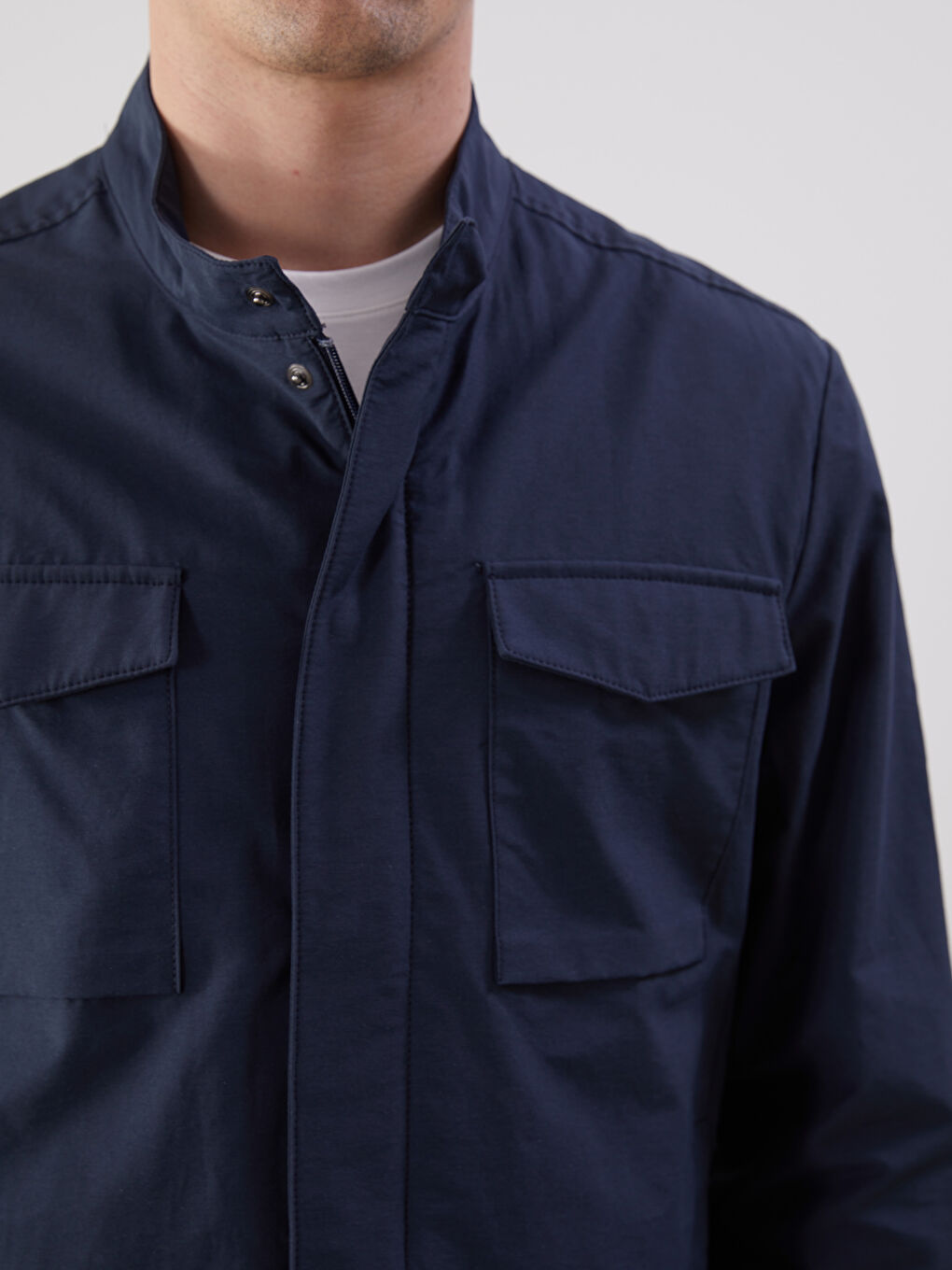 Lacivert Standart Kalıp Dik Yaka Erkek Mont-3