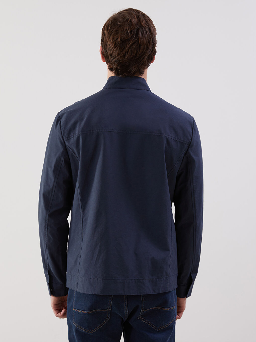 Lacivert Standart Kalıp Dik Yaka Erkek Mont-4