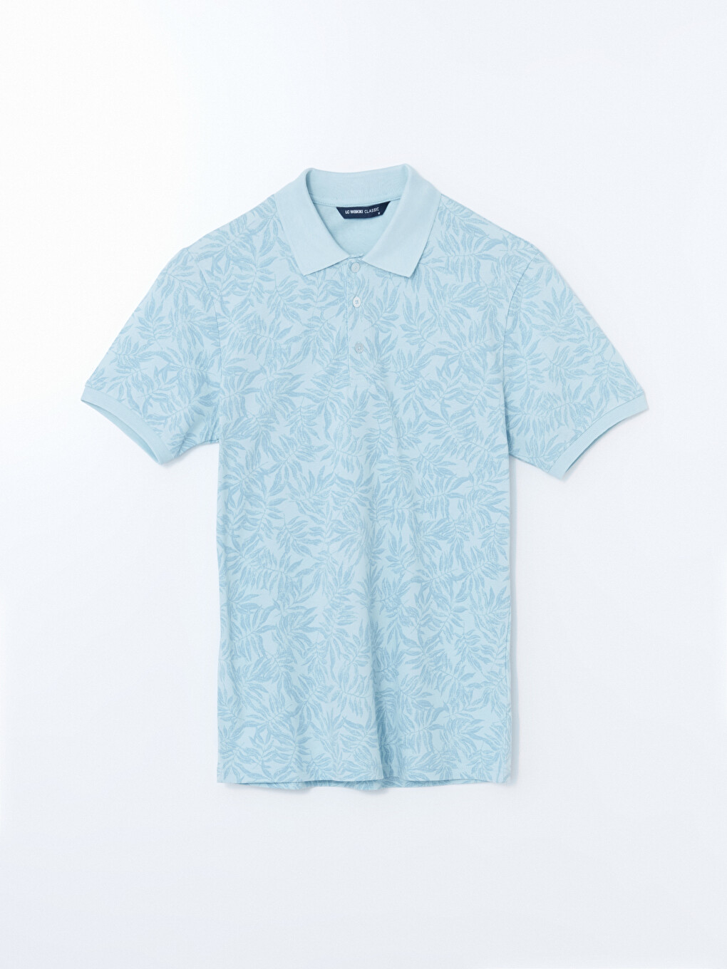 Polo Neck Short Sleeve Patterned Pique Men's T-shirt-4