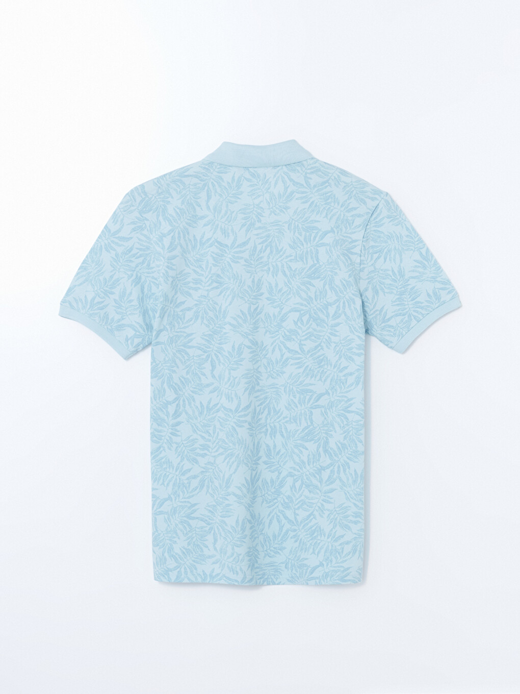 Polo Neck Short Sleeve Patterned Pique Men's T-shirt-5