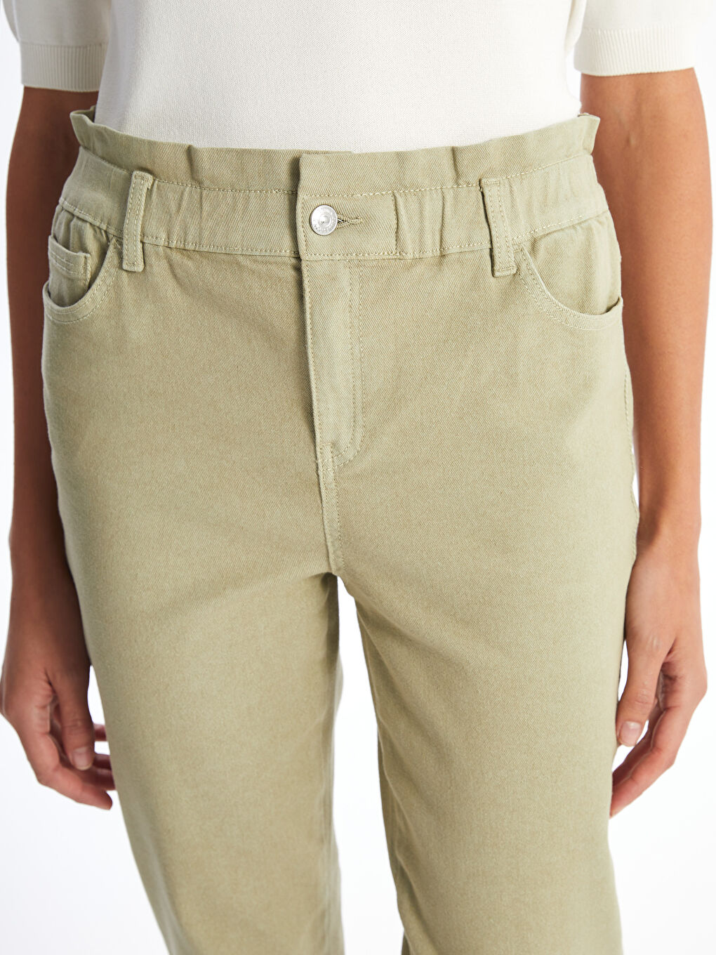 Elasticated Waist Slim Mom Women's Jeans -S52566Z8-GHY