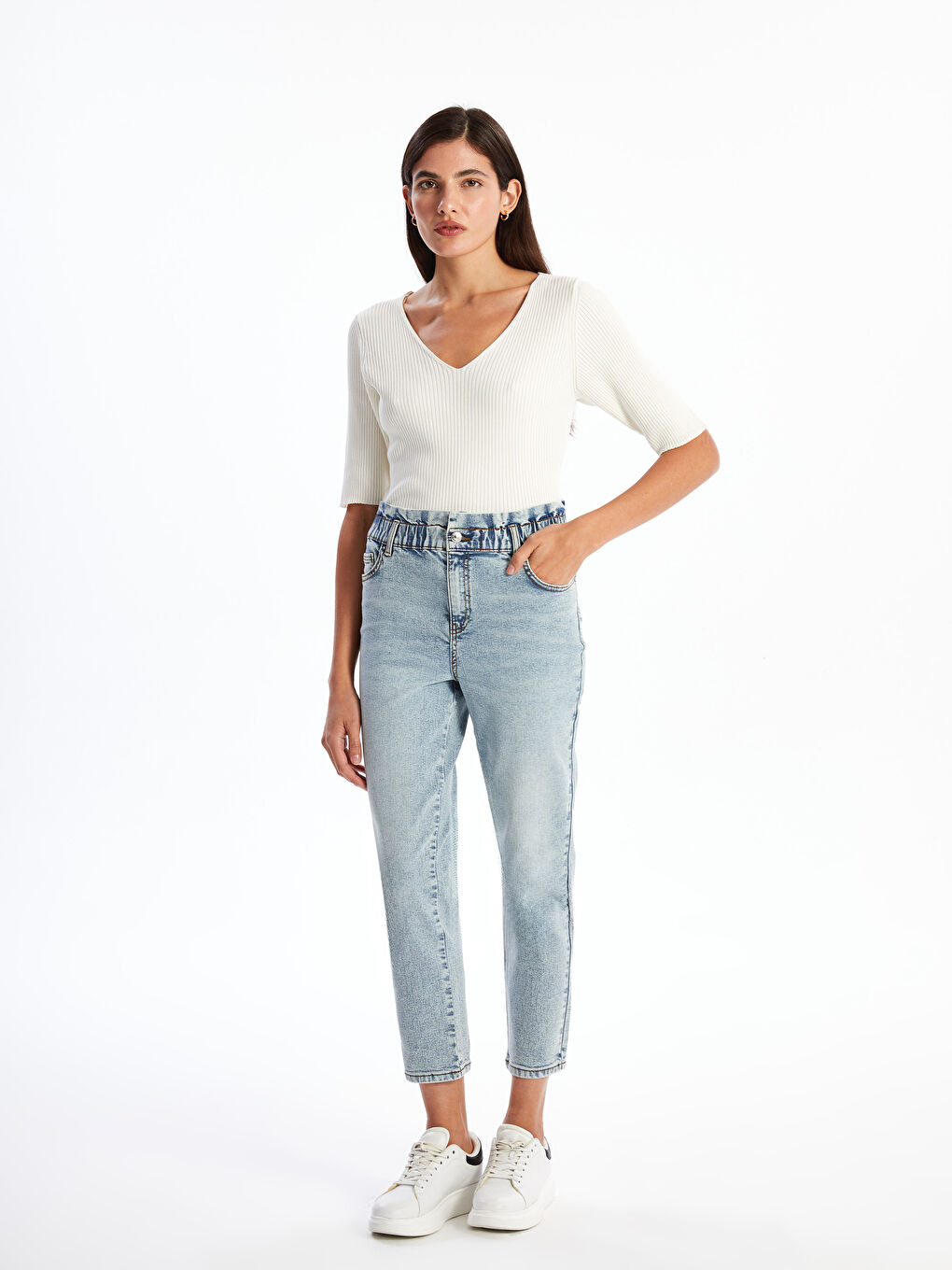 Elastic Waist Paperbag Women's Jeans -S52567Z8-311