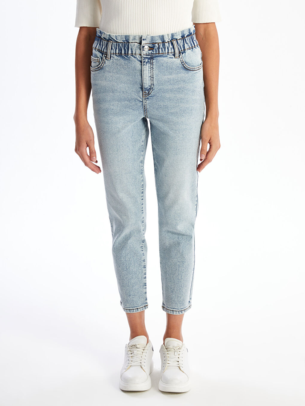 Elastic Waist Paperbag Women's Jeans -S52567Z8-311