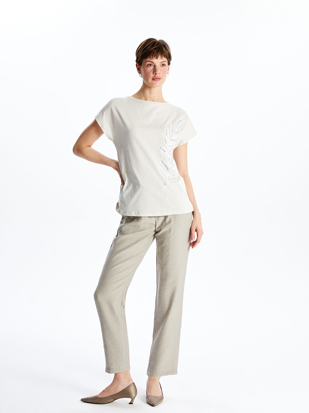Elastic Waist Carrot Fit Women's Trousers -S52574Z8-GD0