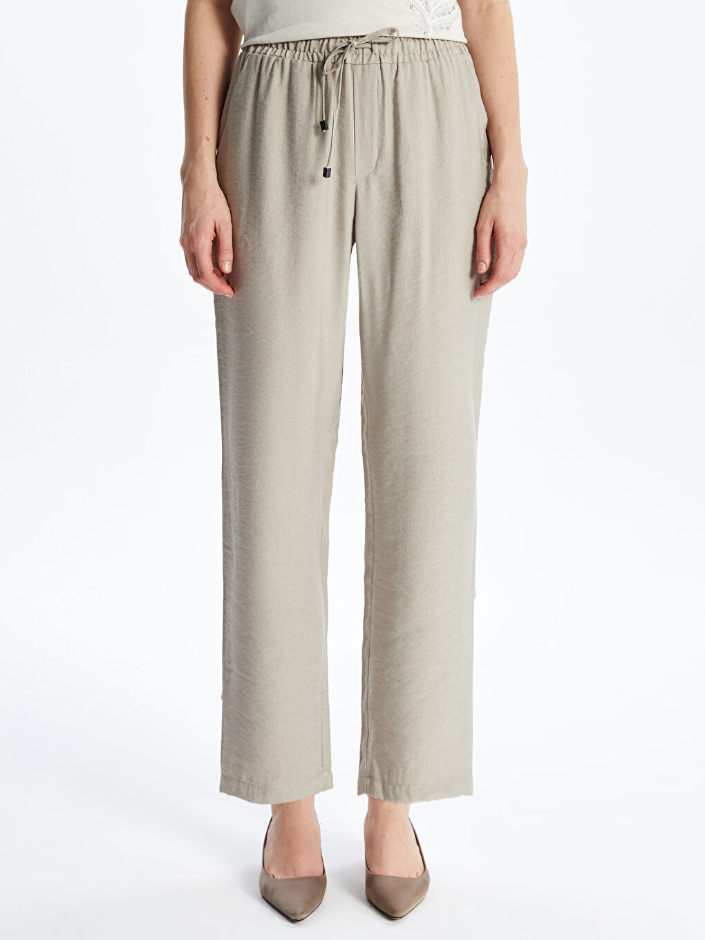 Elastic Waist Carrot Fit Women's Trousers -S52574Z8-GD0