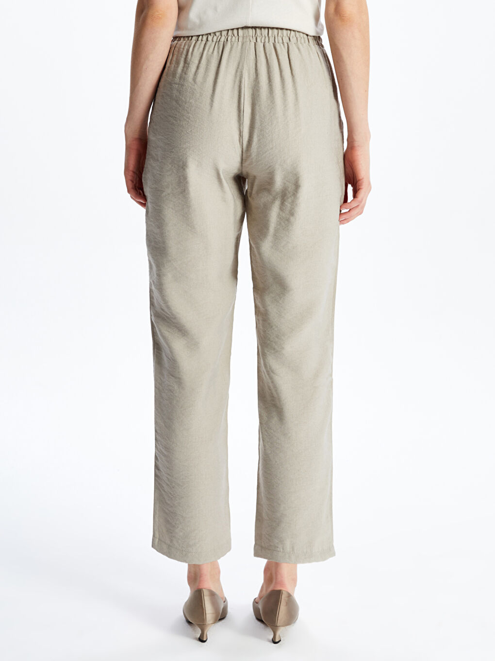 Elastic Waist Carrot Fit Women's Trousers -S52574Z8-GD0