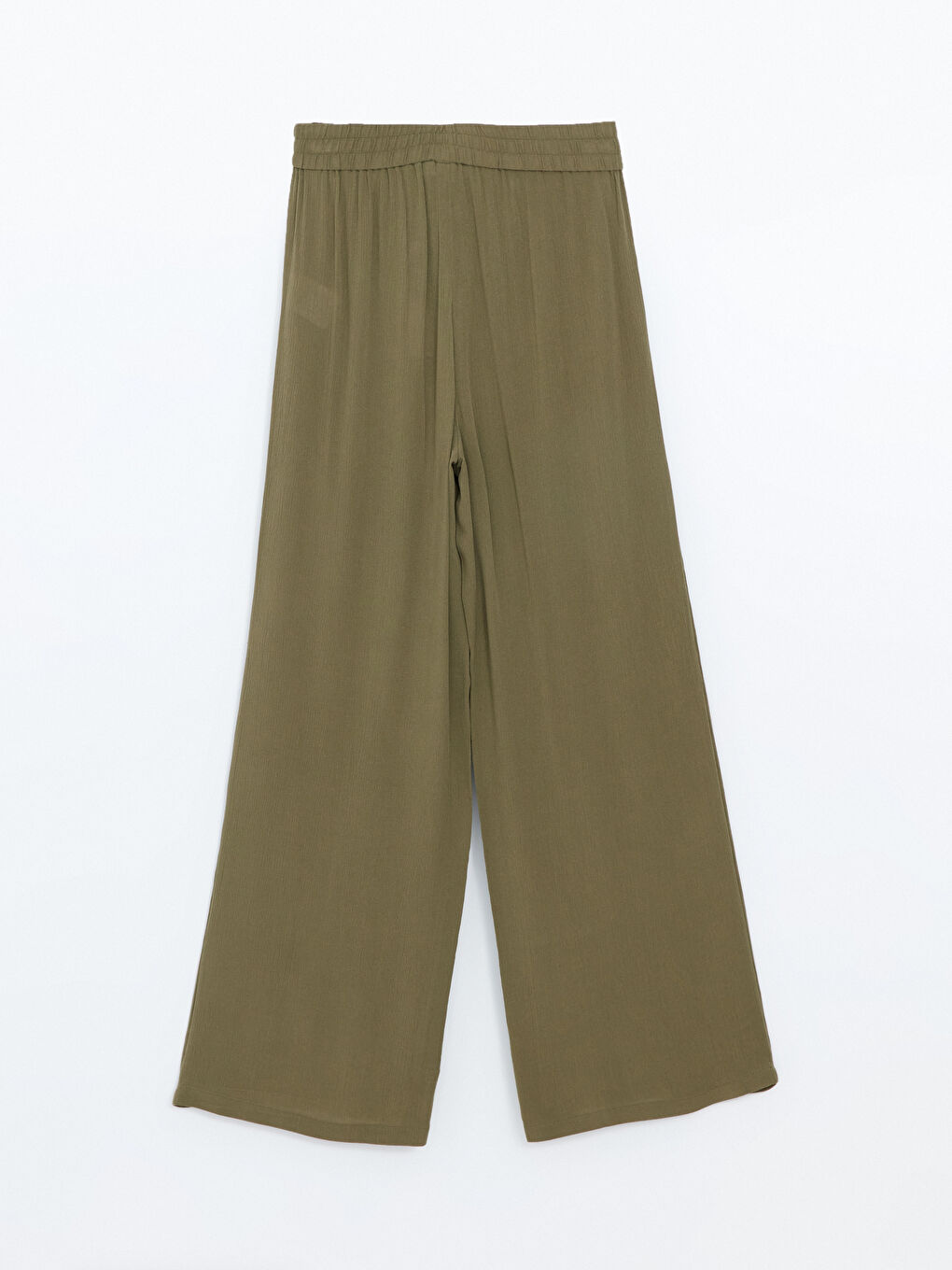 Ženske teksturisane pantalone širokih nogavica sa elastičnim strukom -S52575Z8-HDQ