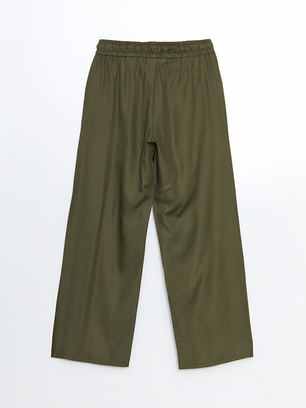Haki Beli Lastikli Dokulu Geniş Paça Kadın Pantolon-5