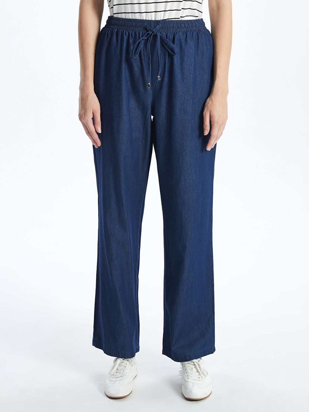 Elastic Waist Wide Leg Women's Jeans -S52579Z8-890