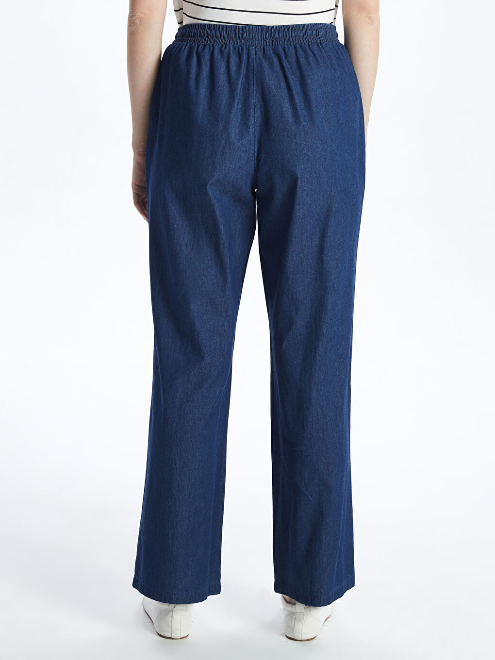 Elastic Waist Wide Leg Women's Jeans -S52579Z8-890