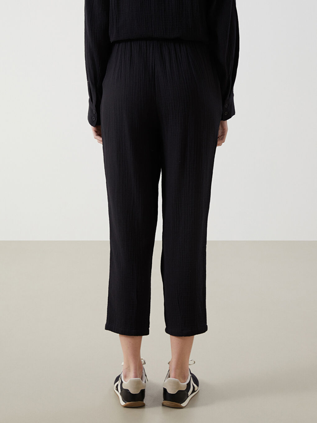 Elasticated Waist Plain Muslin Women's Trousers -S52601Z8-CVL