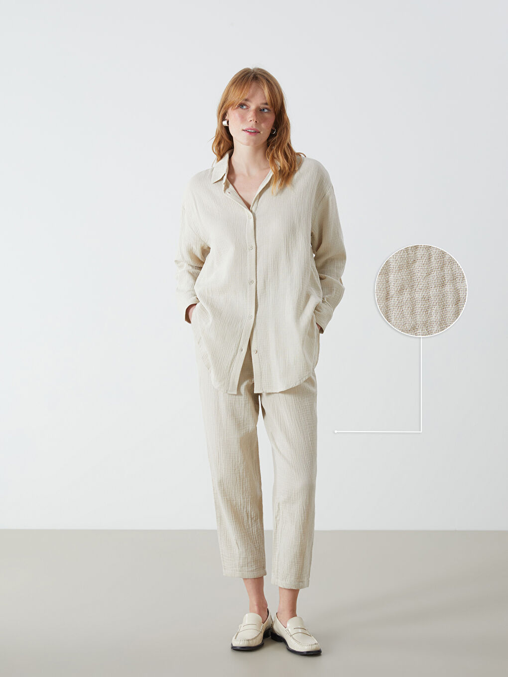 Elasticated Waist Plain Muslin Women's Trousers -S52601Z8-VHM