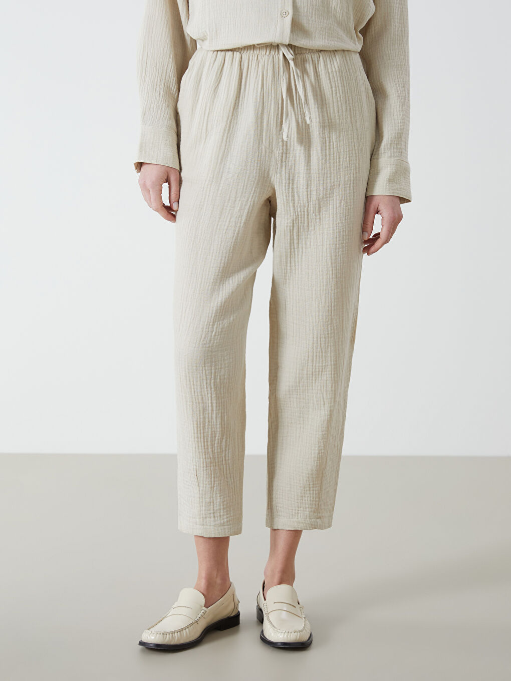 Elasticated Waist Plain Muslin Women's Trousers -S52601Z8-VHM