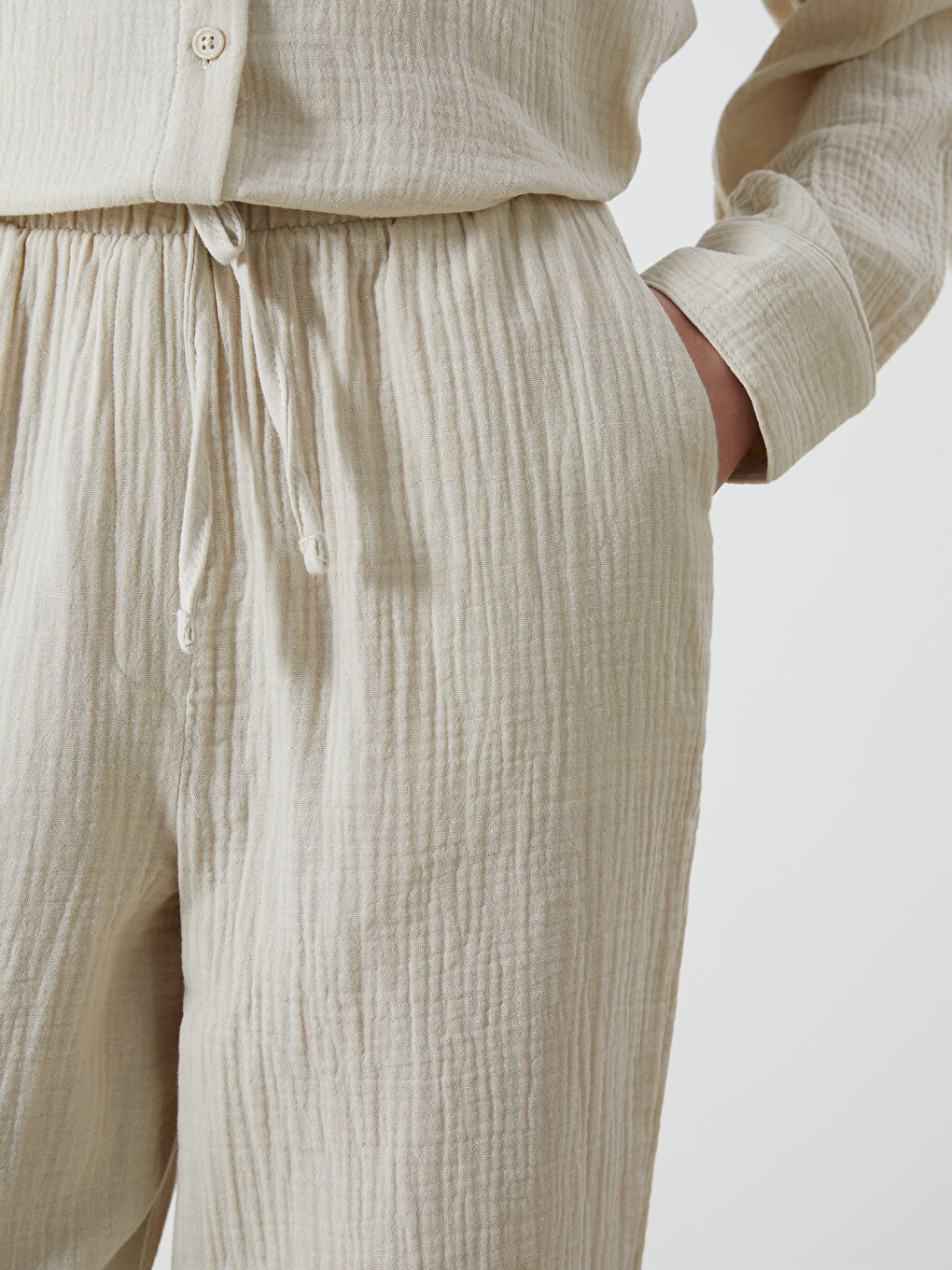 Elasticated Waist Plain Muslin Women's Trousers -S52601Z8-VHM