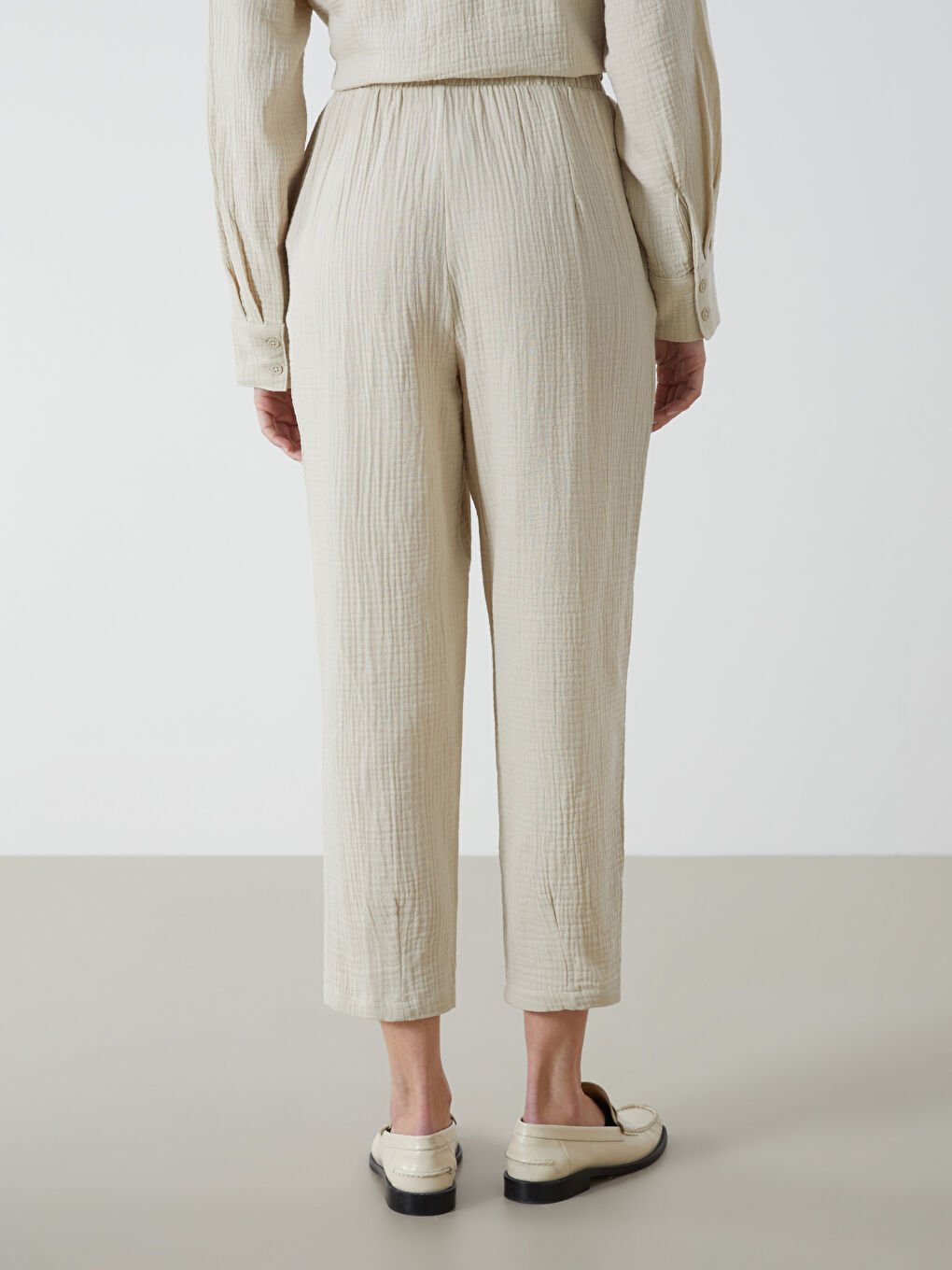Elasticated Waist Plain Muslin Women's Trousers -S52601Z8-VHM