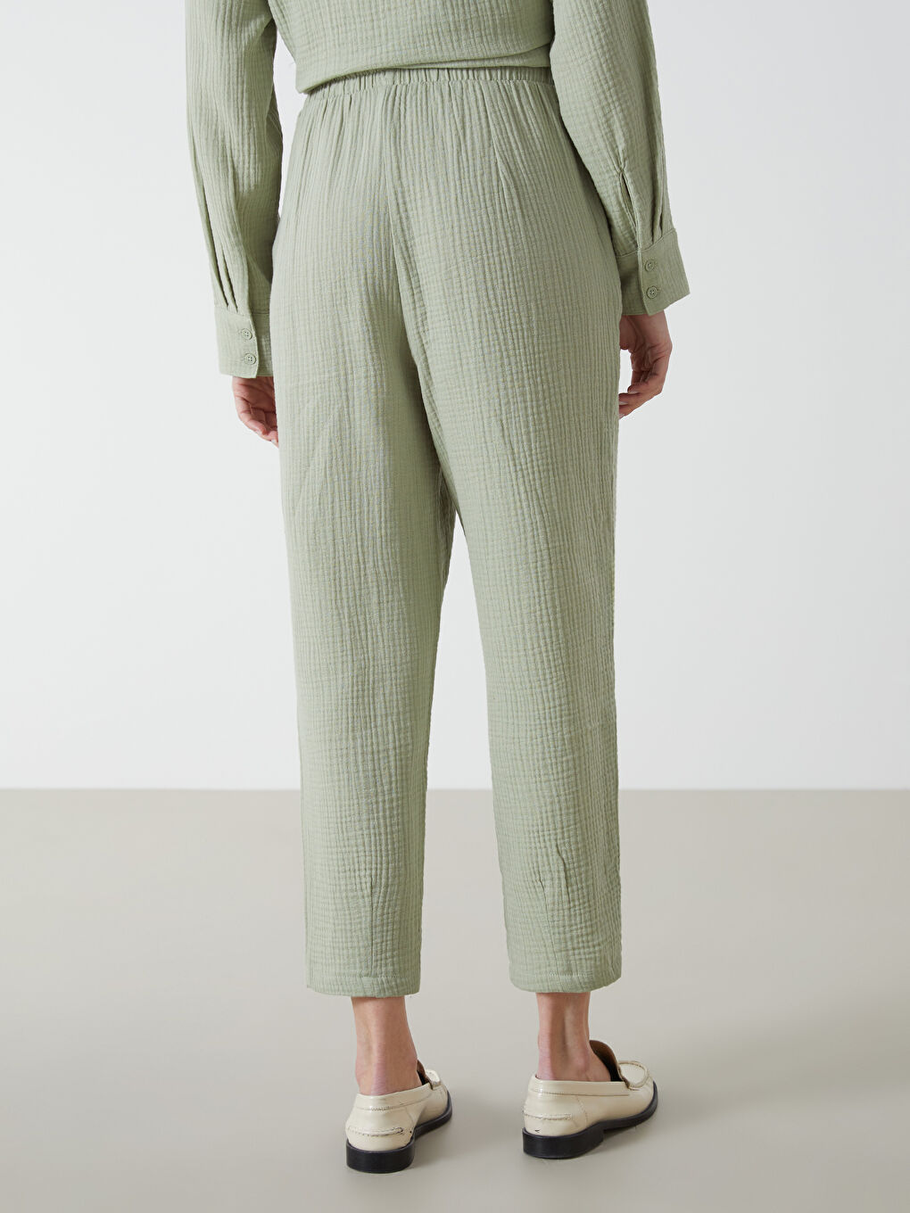 Elastic Waist Straight Muslin Women's Trousers -S52601Z8-VKZ