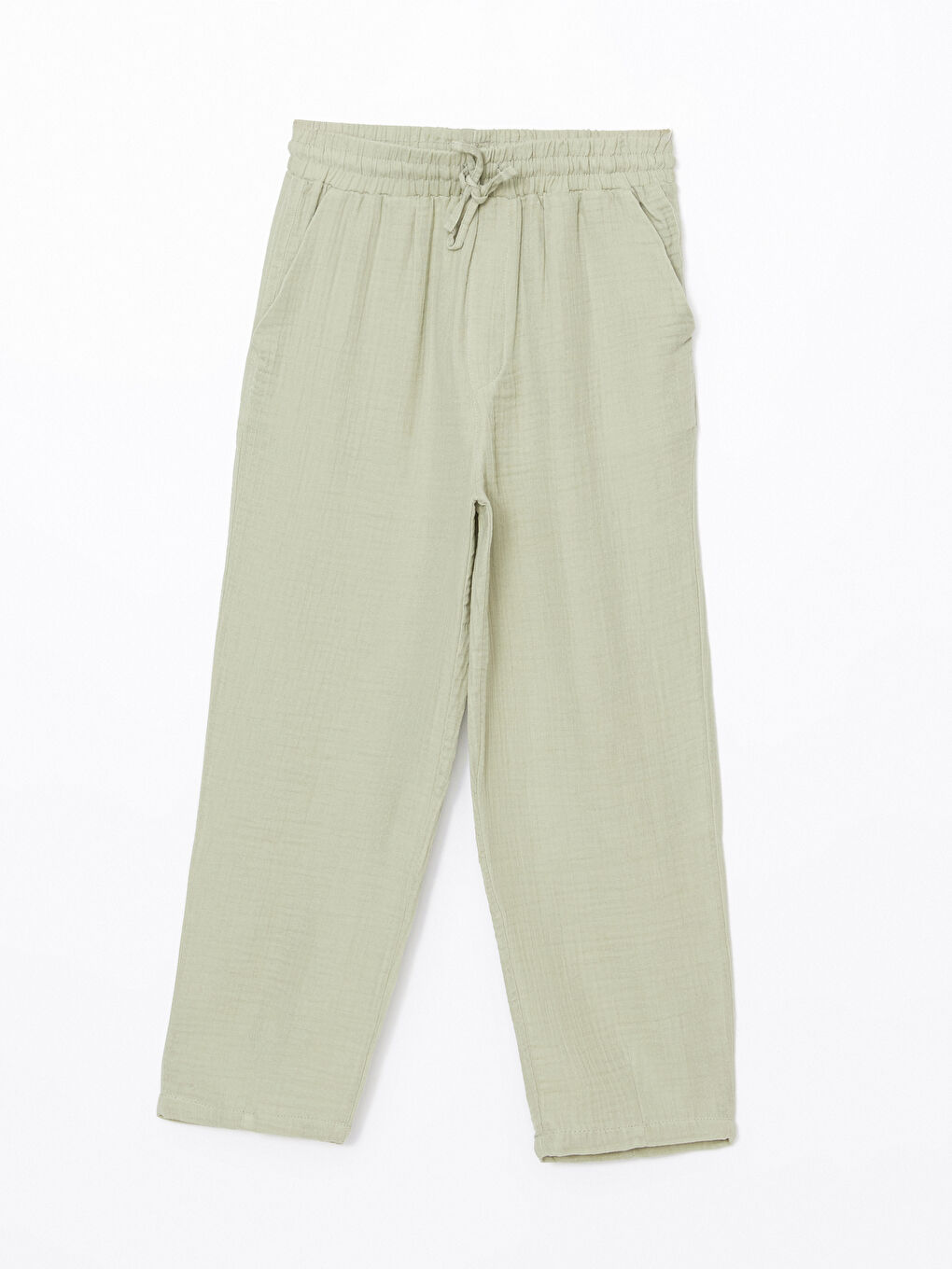 Elastic Waist Straight Muslin Women's Trousers -S52601Z8-VKZ