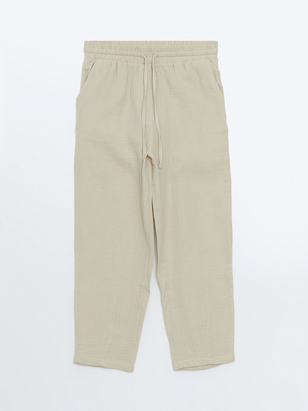 Elasticated Waist Plain Muslin Women's Trousers-8