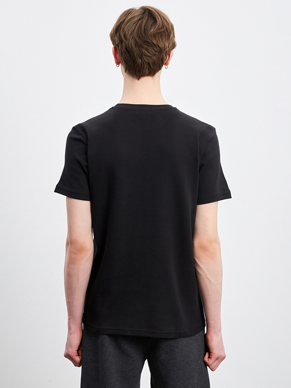 T-shirt E Thjeshtë Me Xhep, Jakë E Rrumbullakët Për Burra-3