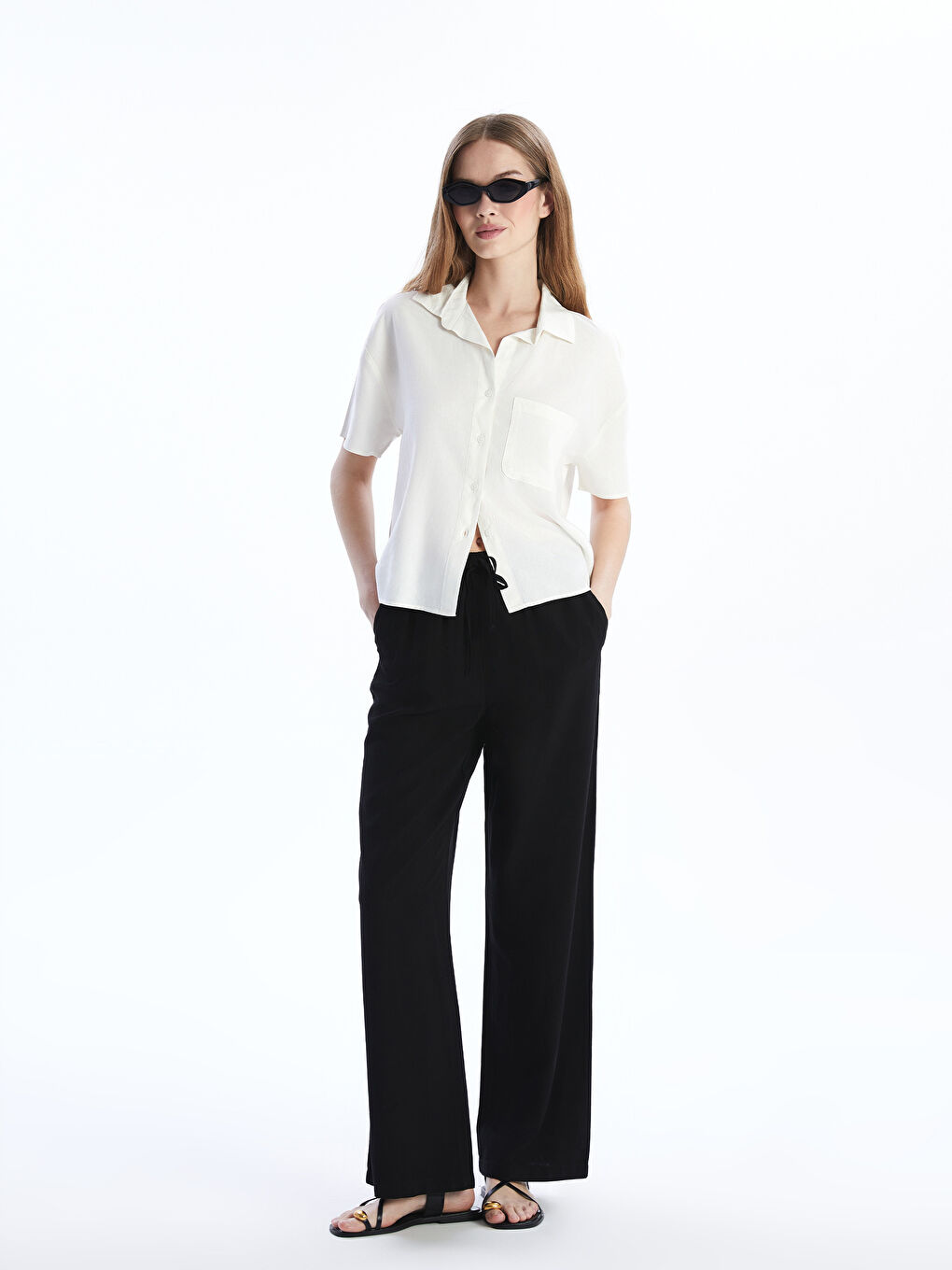 Elasticated Waist Linen Women's Trousers