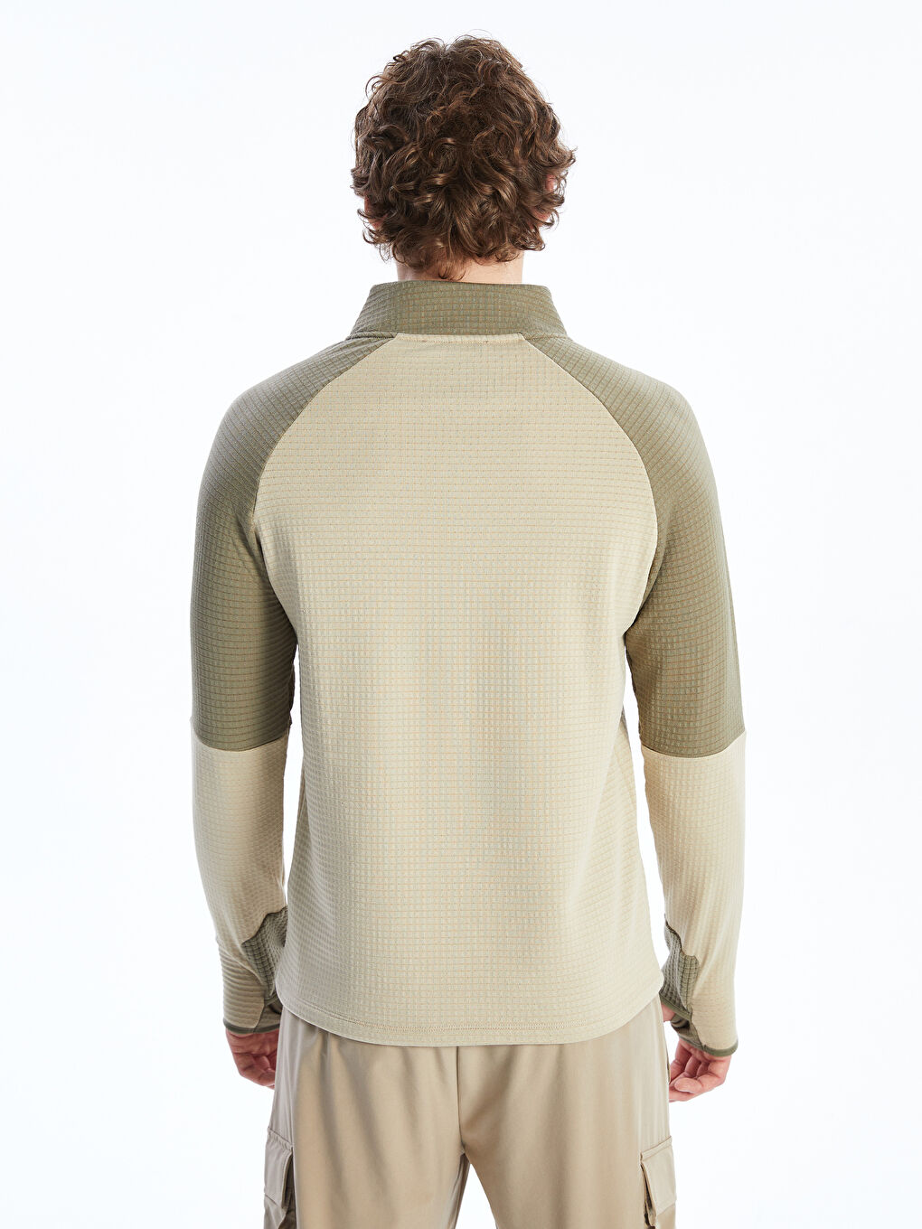 Haki Dik Yaka Erkek Sweatshirt-3