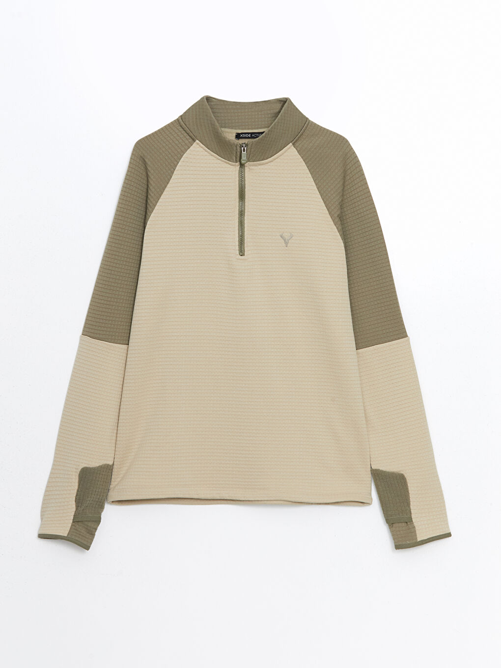 Haki Dik Yaka Erkek Sweatshirt-4