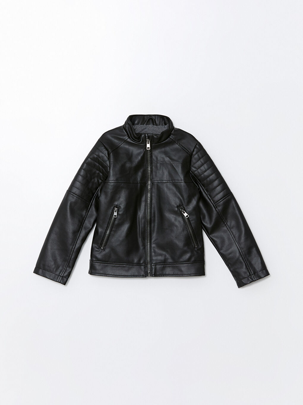 High Collar Leather Look Boy's Coat -S52636Z4-CVL