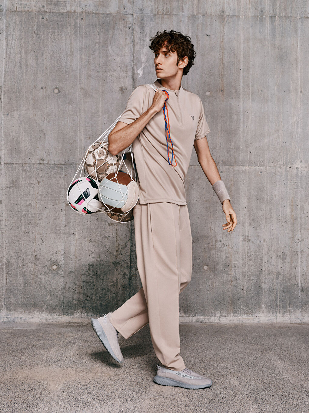 Bej Standart Kalıp Erkek Spor Eşofman Altı