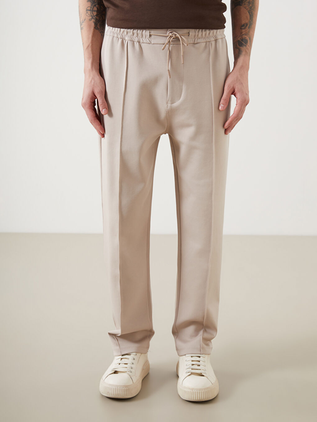 Bej Standart Kalıp Erkek Spor Eşofman Altı-2