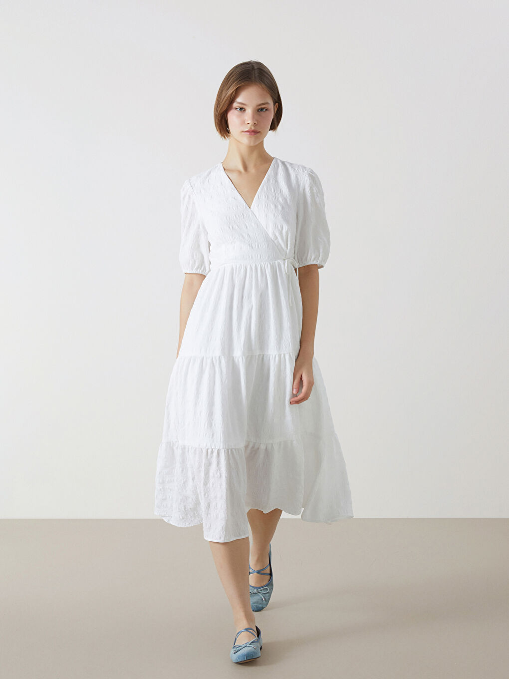 Double Breasted Textured Women's Dress -S52687Z8-KE8