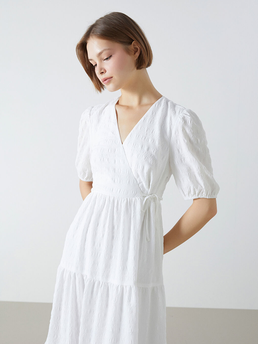 Double Breasted Textured Women's Dress -S52687Z8-KE8