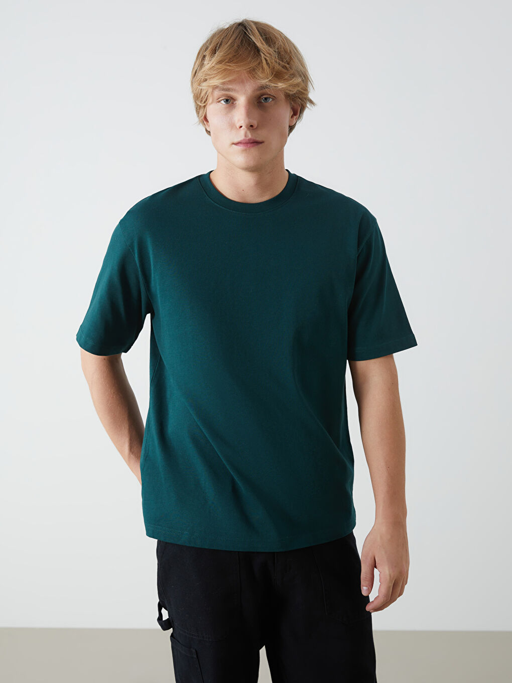 Crew Neck Short Sleeve Combed Cotton Men's T-shirt -S52693Z8-HKE