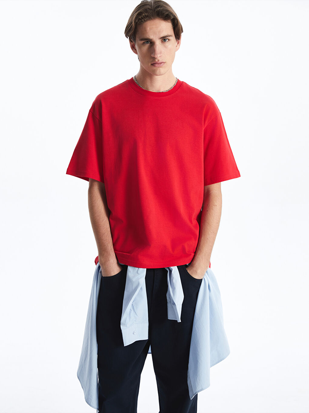 Crew Neck Short Sleeve Combed Cotton Men's T-shirt -S52693Z8-HMW